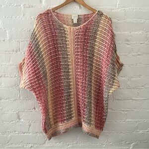 Chico’s Open Knit Multicolor Space Dye Marlene Sweater Top Size 3 Coastal Cruise